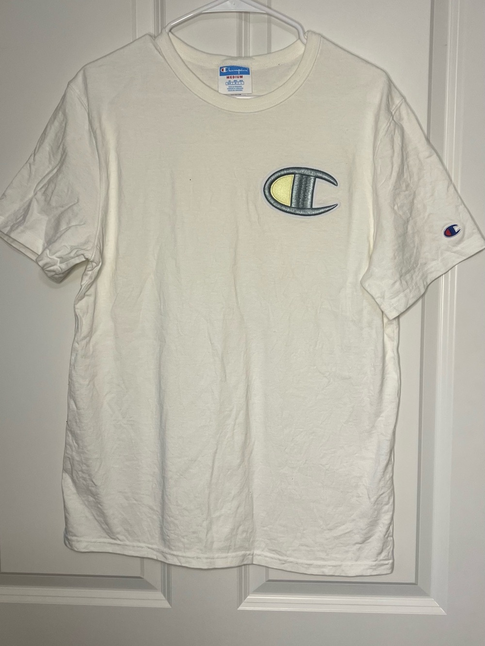 Champion Cream Short Sleeve Tee with Embroidered Logo